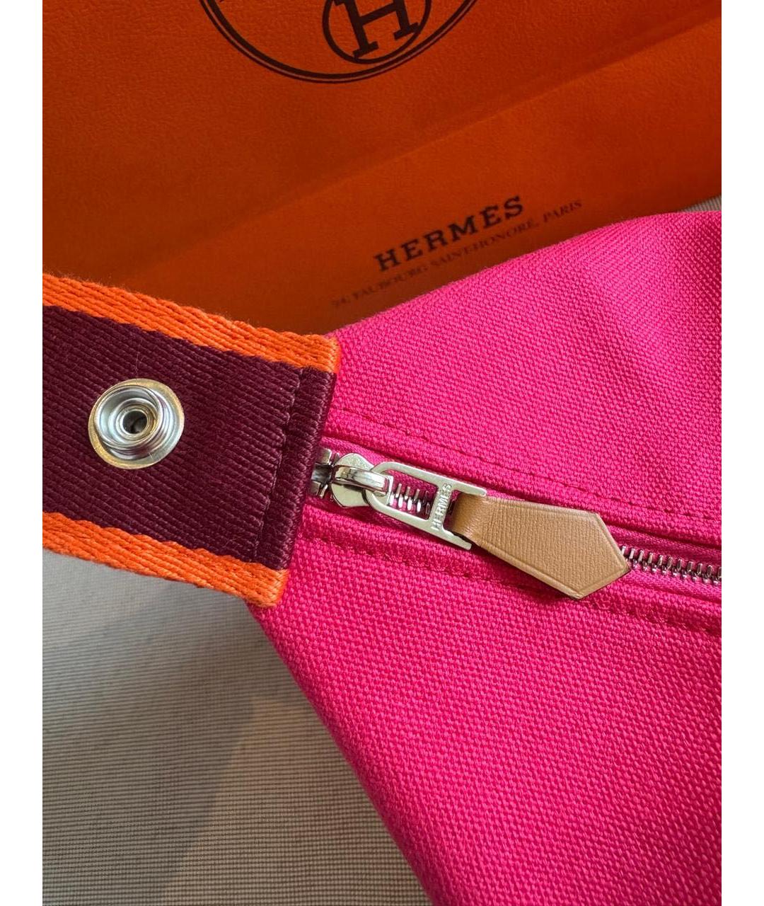 HERMES Фуксия тканевая косметичка, фото 5
