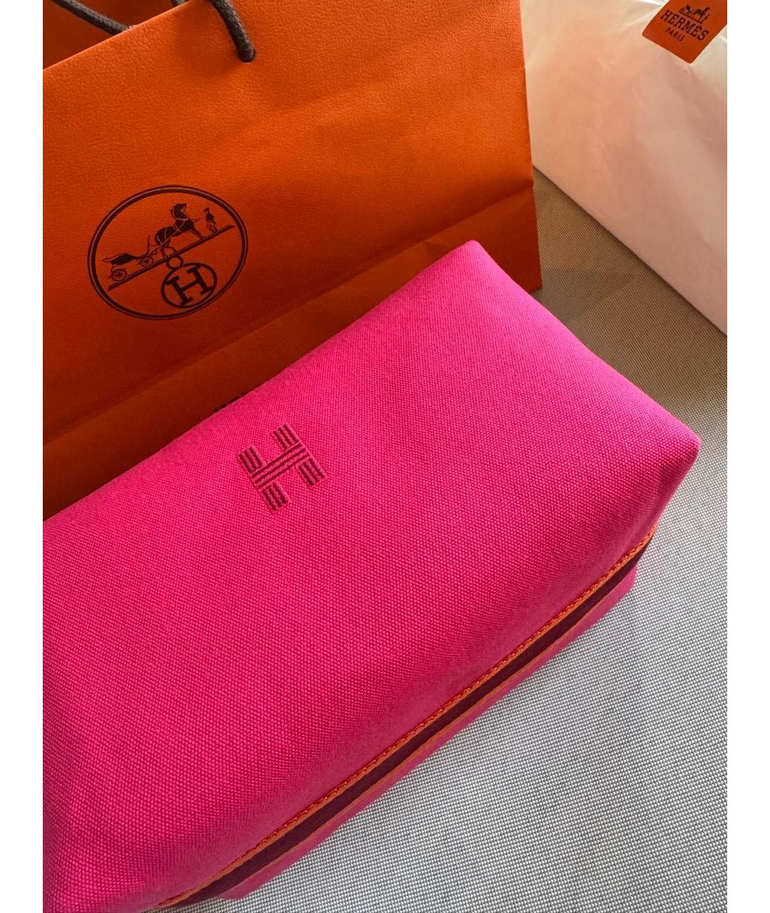 HERMES Фуксия тканевая косметичка, фото 2