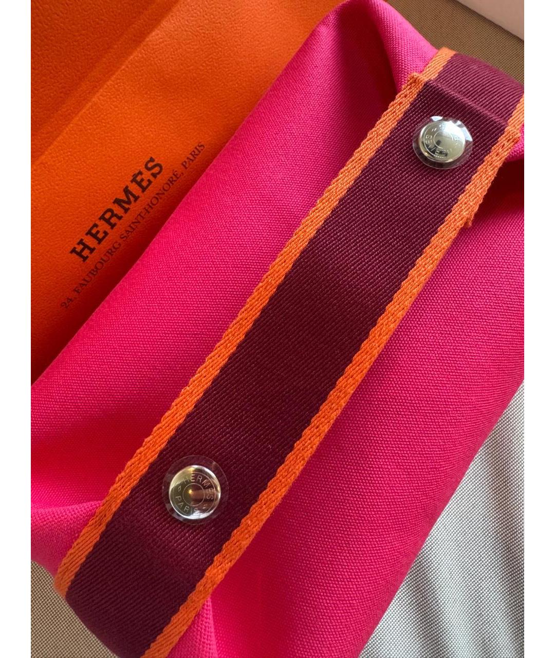 HERMES Фуксия тканевая косметичка, фото 3