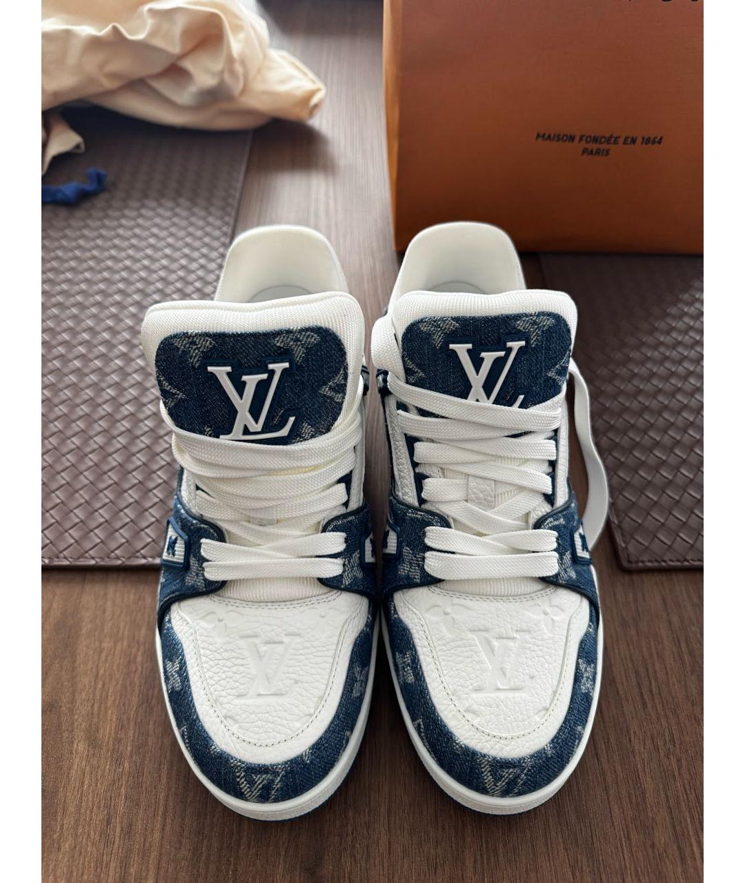 LOUIS VUITTON Белые кожаные кроссовки, фото 2