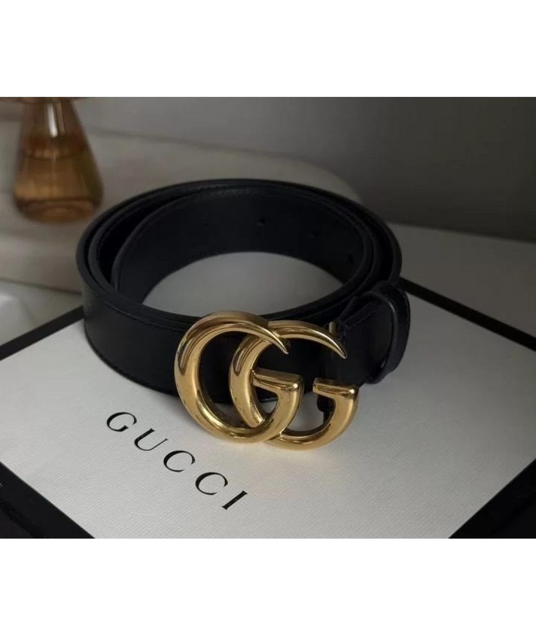 GUCCI Черный кожаный ремень, фото 2
