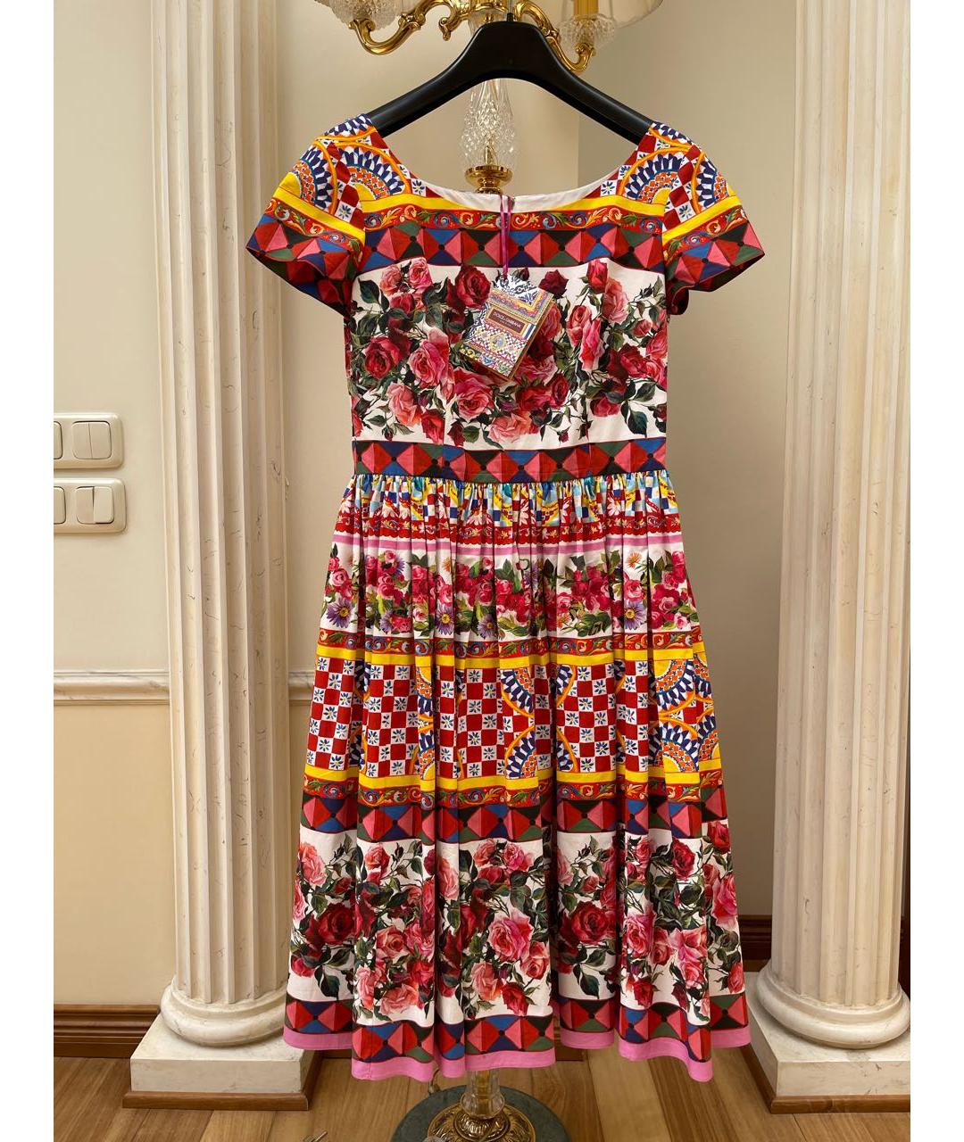 DOLCE&GABBANA Мульти хлопковое платье, фото 6