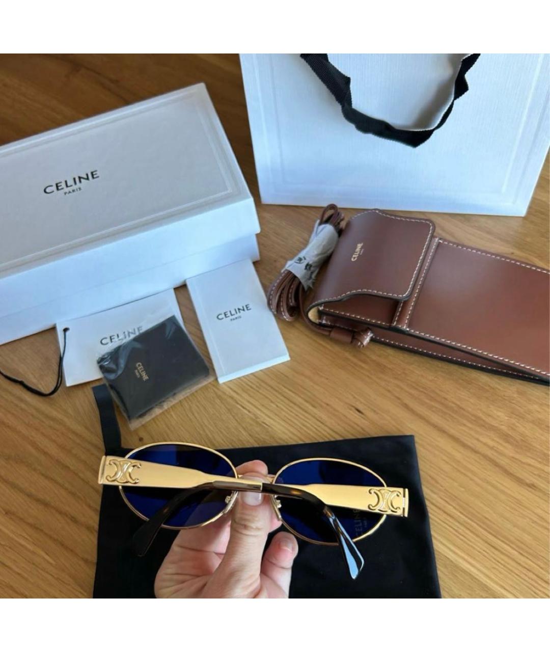 CELINE Золотые металлические солнцезащитные очки, фото 5