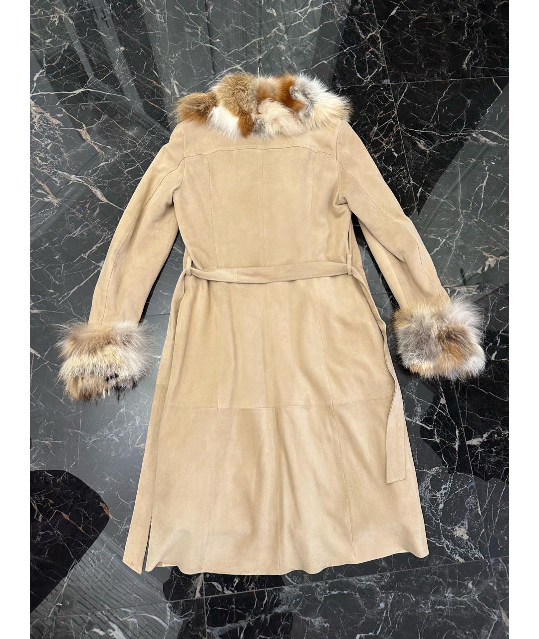 BLUMARINE Бежевая замшевая дубленка, фото 2