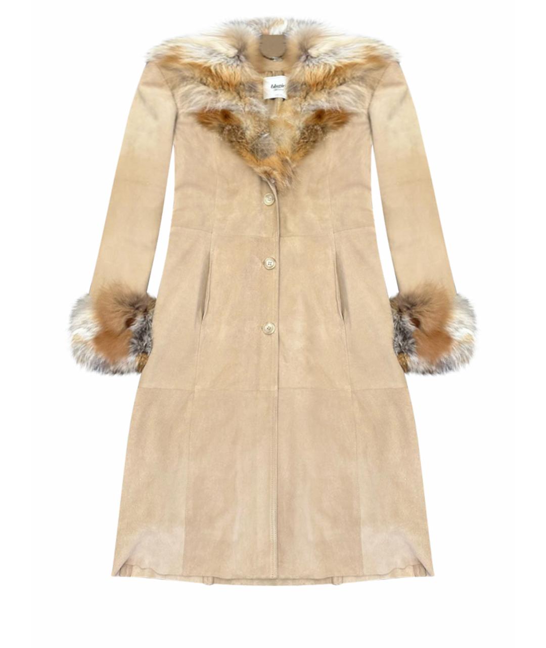 BLUMARINE Бежевая замшевая дубленка, фото 1
