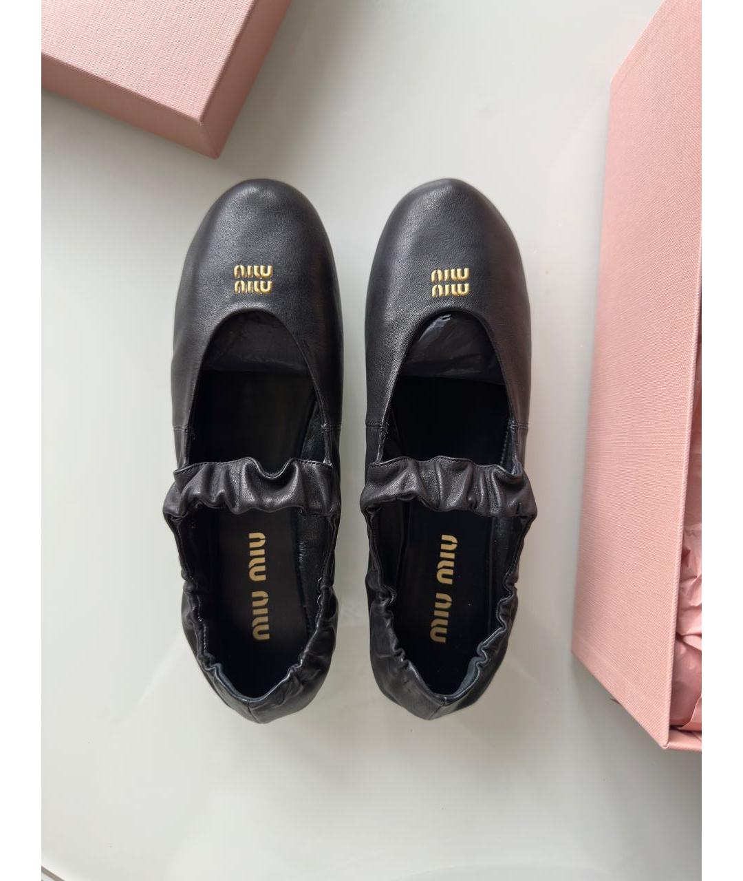 MIU MIU Черные кожаные балетки, фото 5