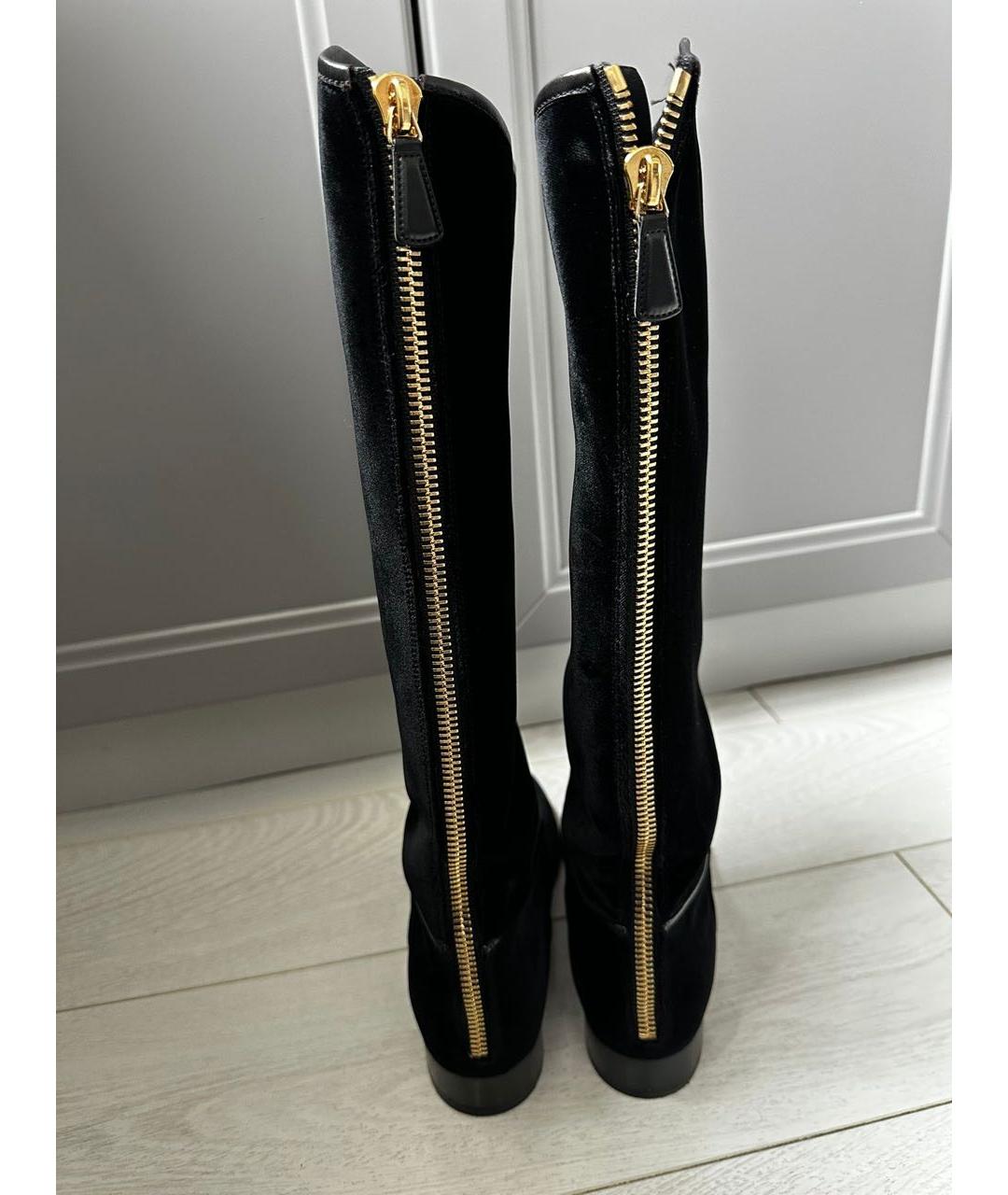CHANEL Черные бархатные сапоги, фото 4