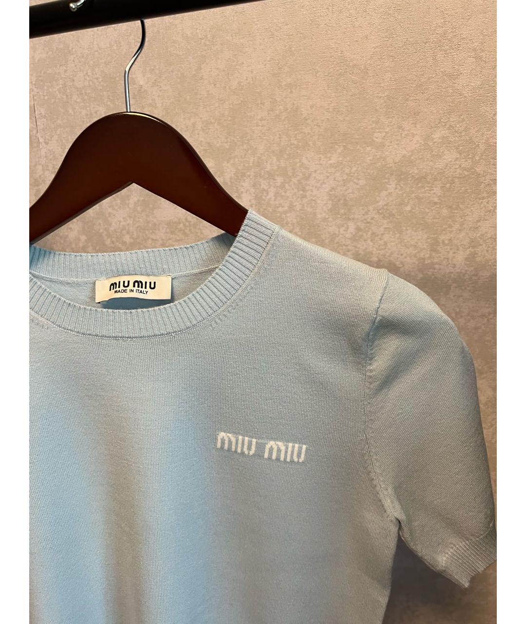 MIU MIU Голубой хлопковый джемпер / свитер, фото 2