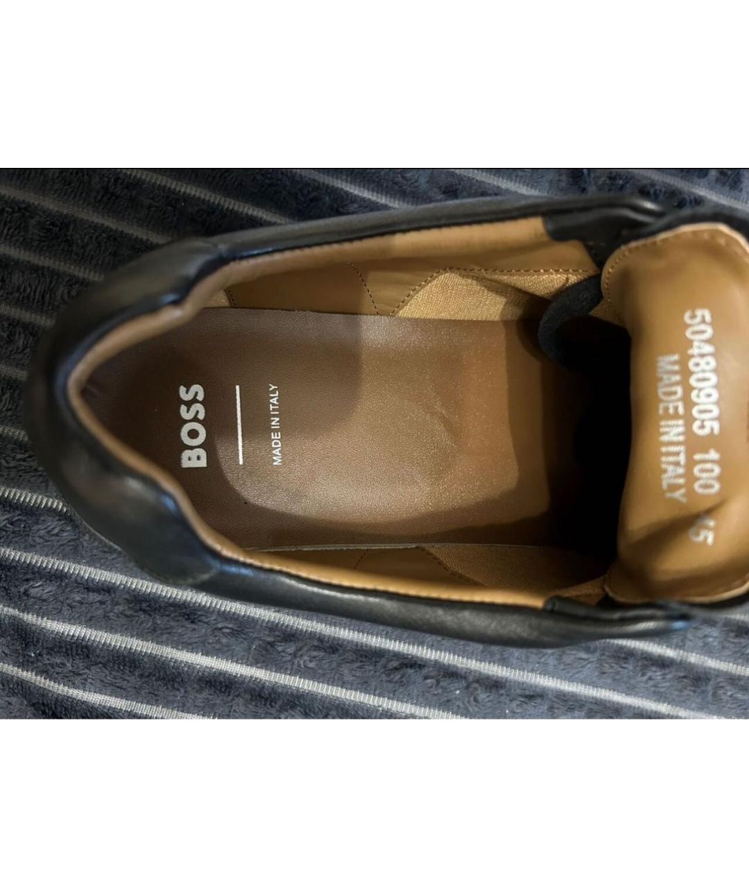 HUGO BOSS Черные кожаные низкие ботинки, фото 3