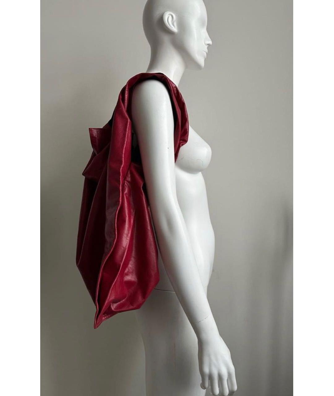 JIL SANDER Бордовая кожаная сумка тоут, фото 4