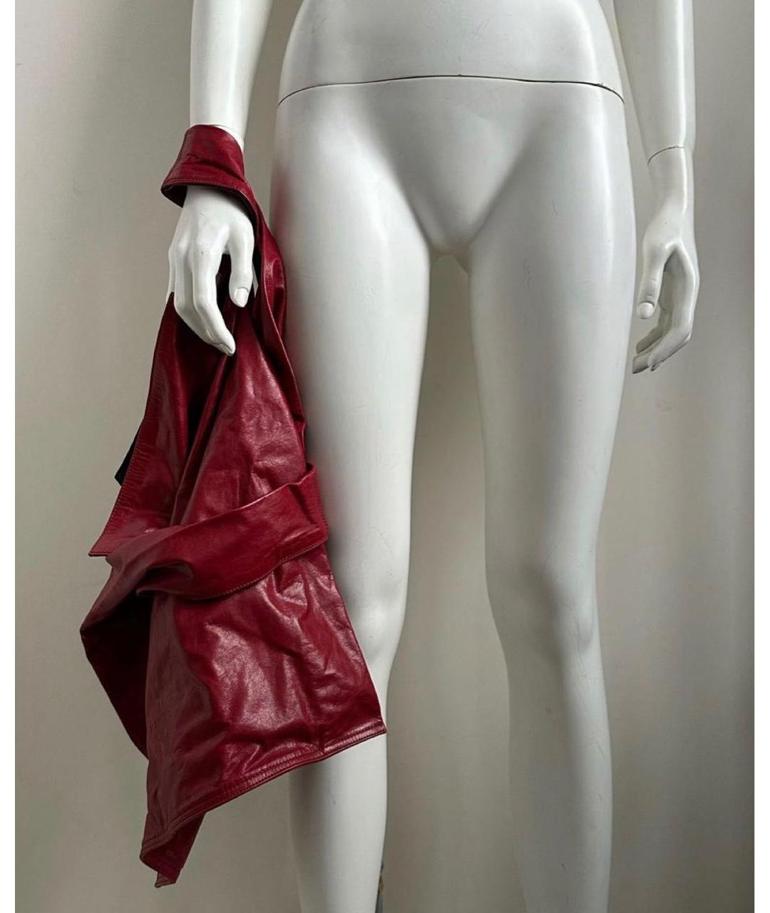 JIL SANDER Бордовая кожаная сумка тоут, фото 2
