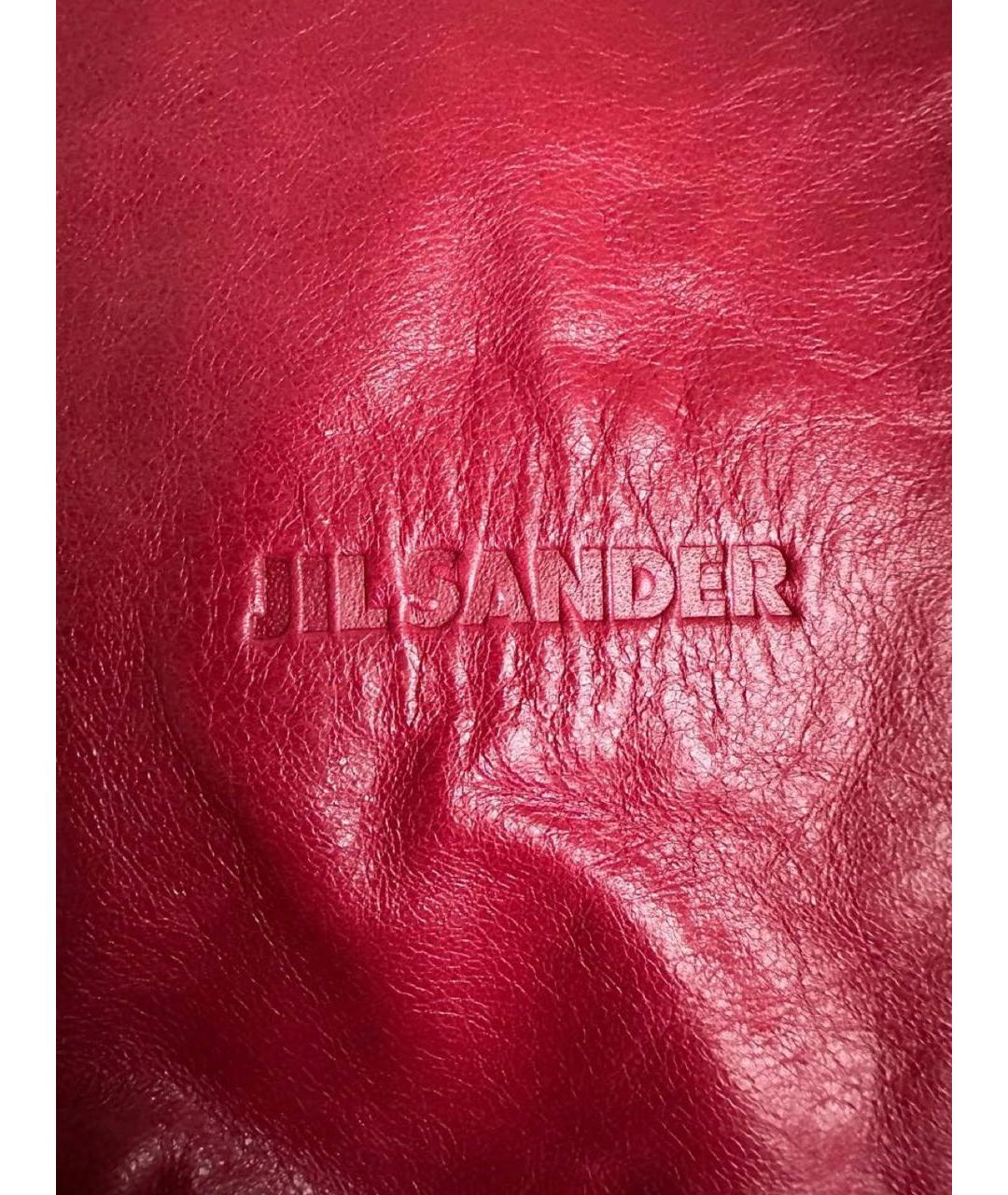 JIL SANDER Бордовая кожаная сумка тоут, фото 8