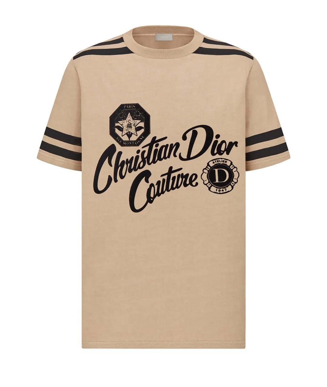 CHRISTIAN DIOR Бежевая хлопковая футболка, фото 1