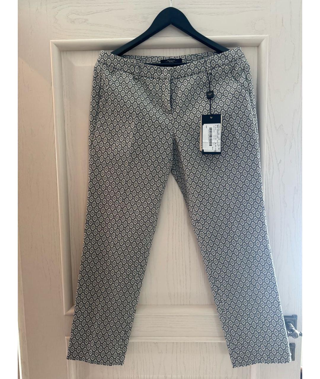 WEEKEND MAX MARA Серые хлопковые прямые брюки, фото 9
