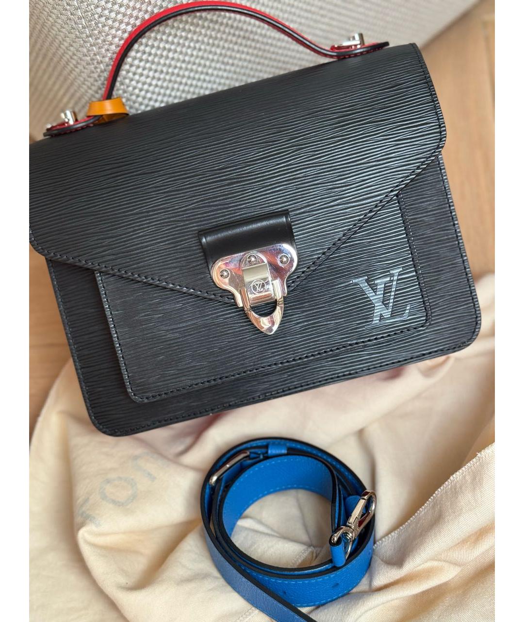 LOUIS VUITTON Черная кожаная сумка через плечо, фото 2