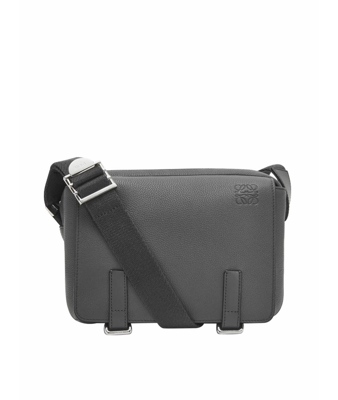 LOEWE Антрацитовая кожаная сумка на плечо, фото 1