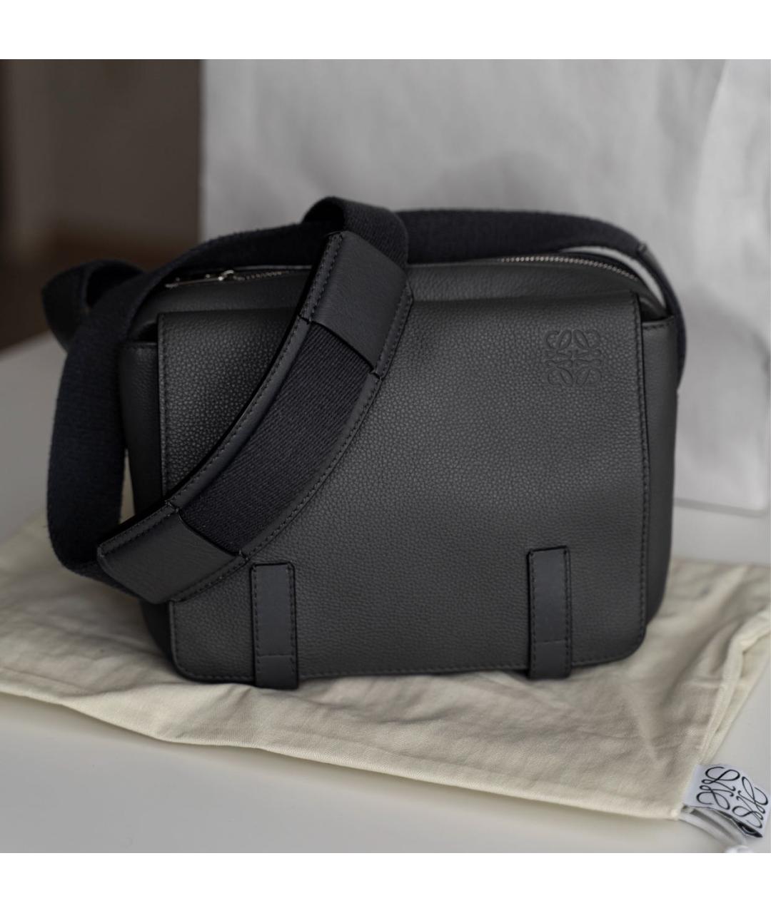 LOEWE Антрацитовая кожаная сумка на плечо, фото 2