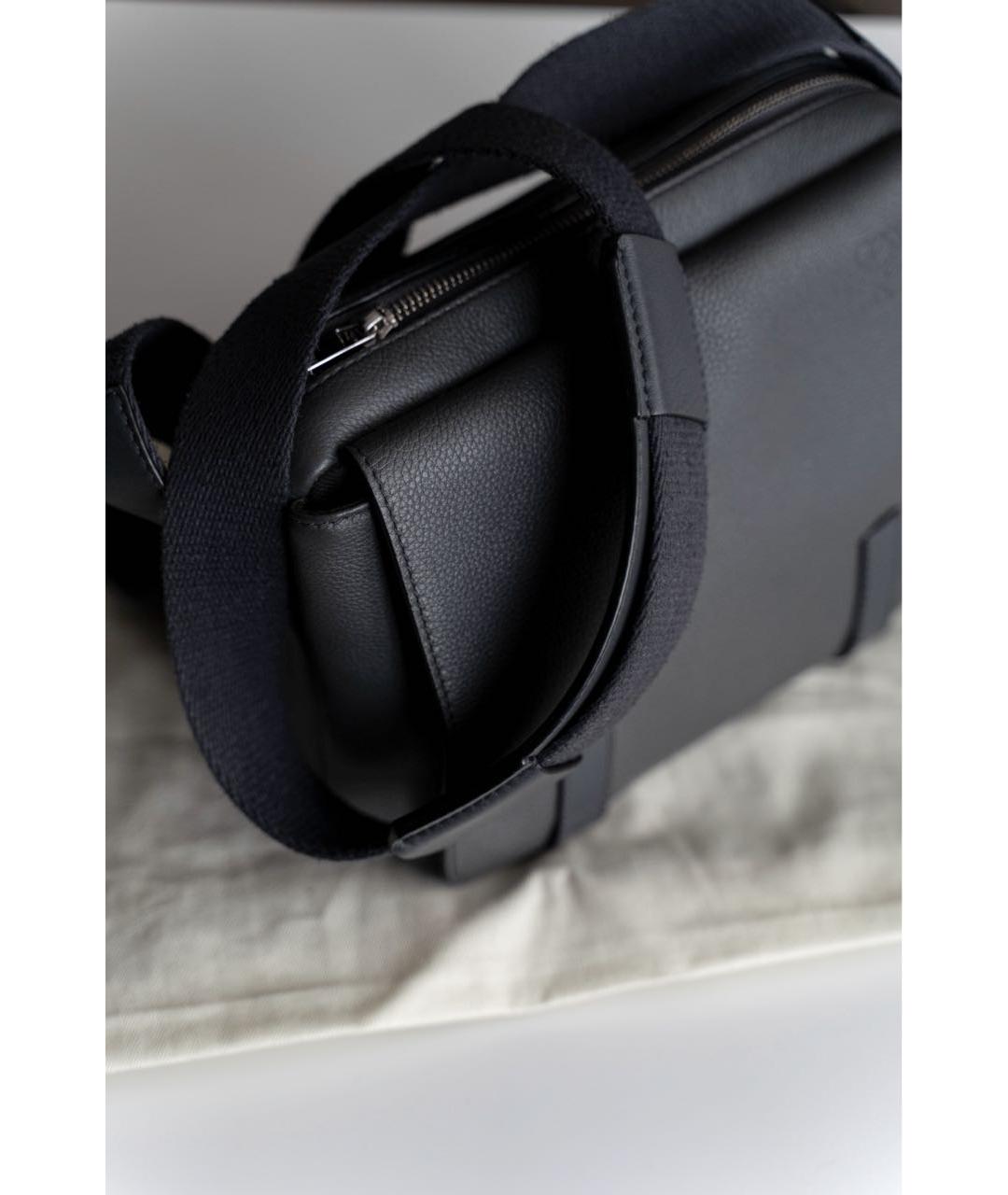 LOEWE Антрацитовая кожаная сумка на плечо, фото 5