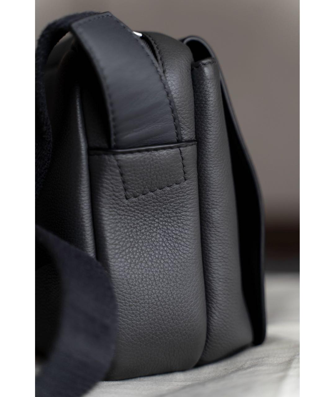 LOEWE Антрацитовая кожаная сумка на плечо, фото 8