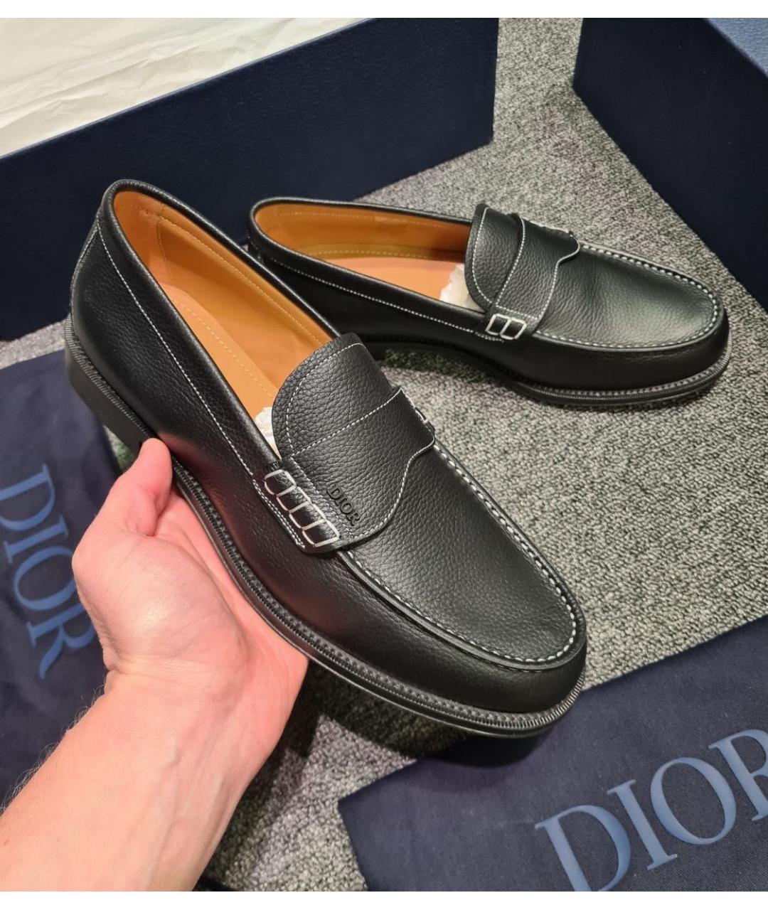 CHRISTIAN DIOR Черные кожаные лоферы, фото 6