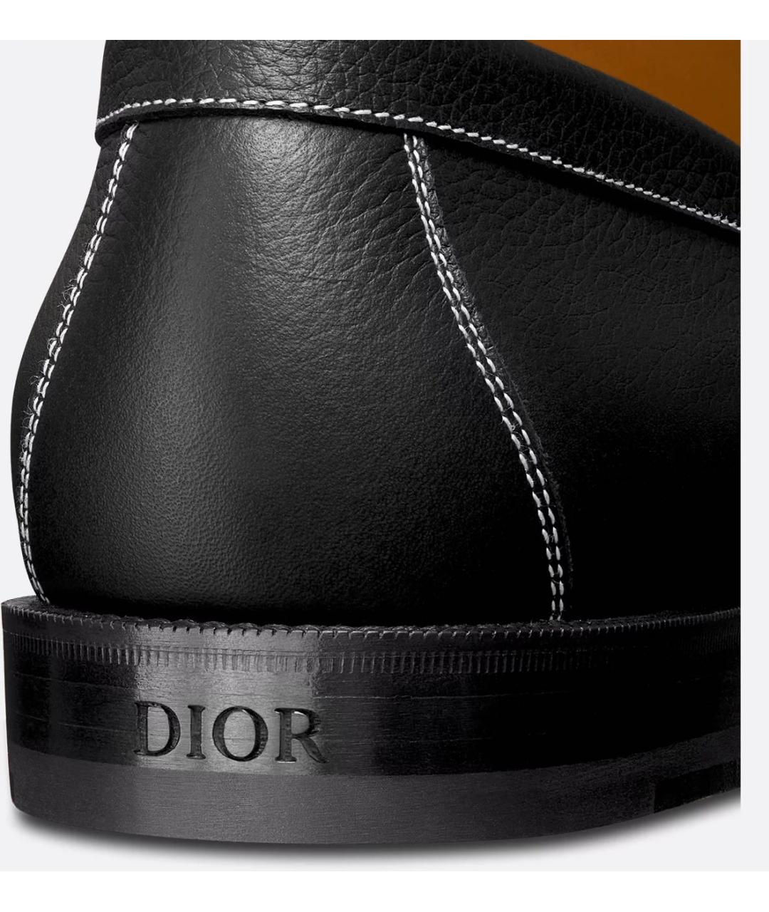 CHRISTIAN DIOR Черные кожаные лоферы, фото 3