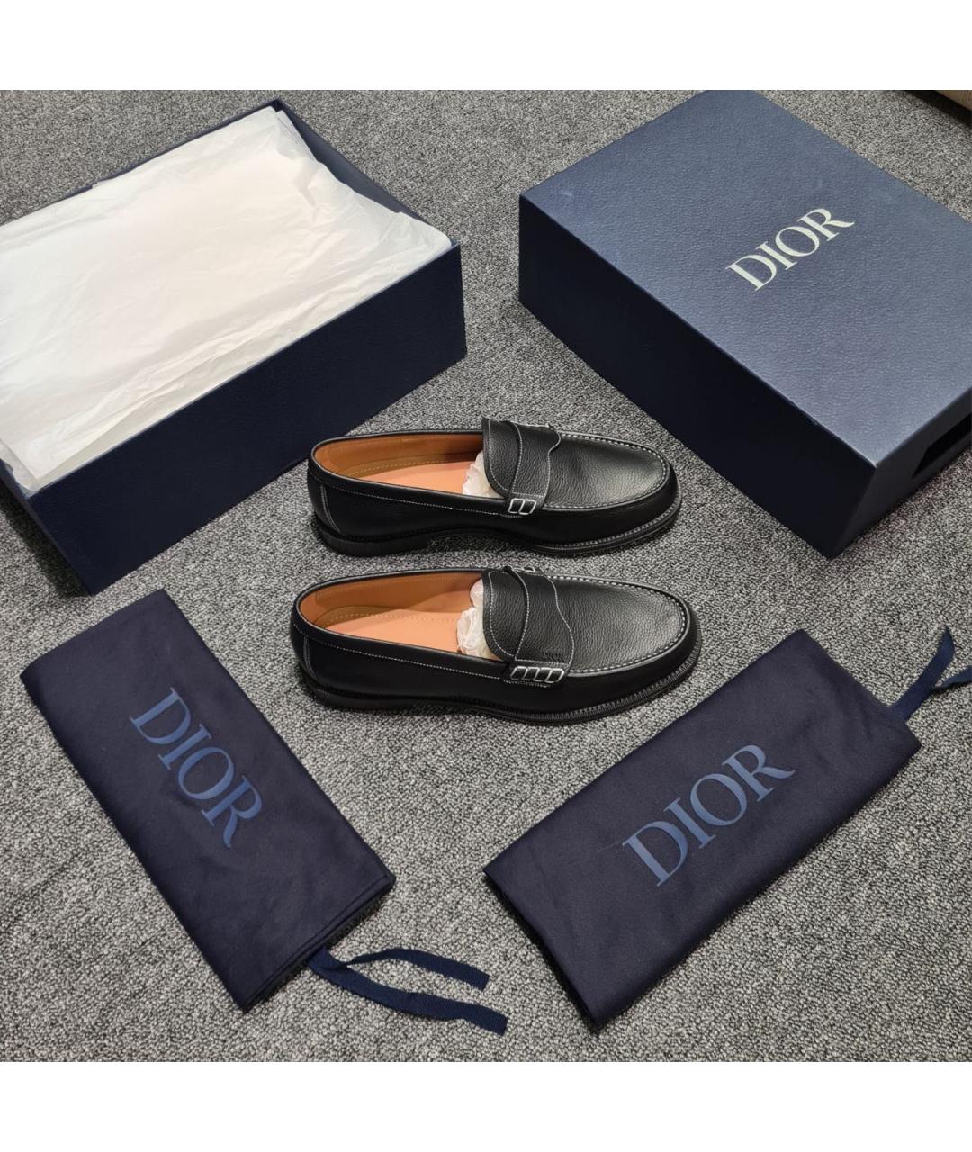 CHRISTIAN DIOR Черные кожаные лоферы, фото 4