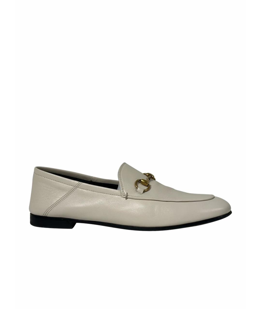 GUCCI Белые кожаные лоферы, фото 1