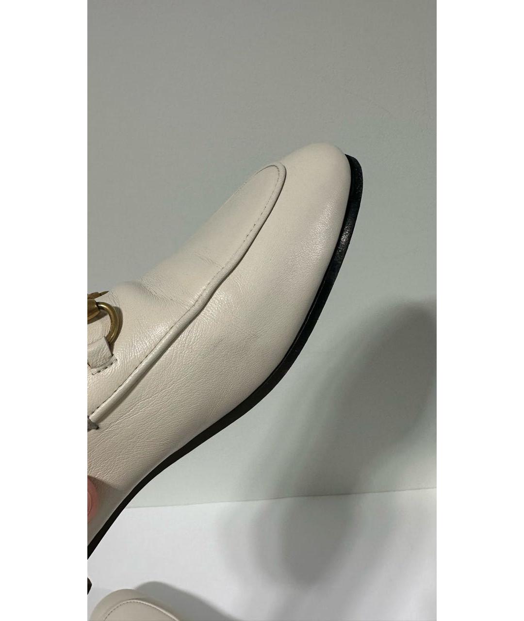 GUCCI Белые кожаные лоферы, фото 7