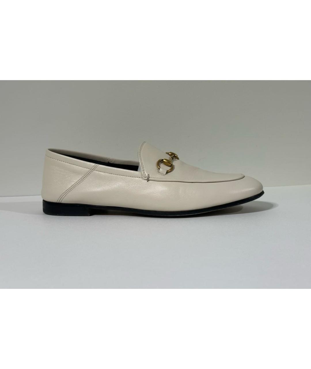 GUCCI Белые кожаные лоферы, фото 9
