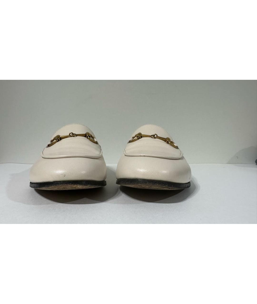 GUCCI Белые кожаные лоферы, фото 6