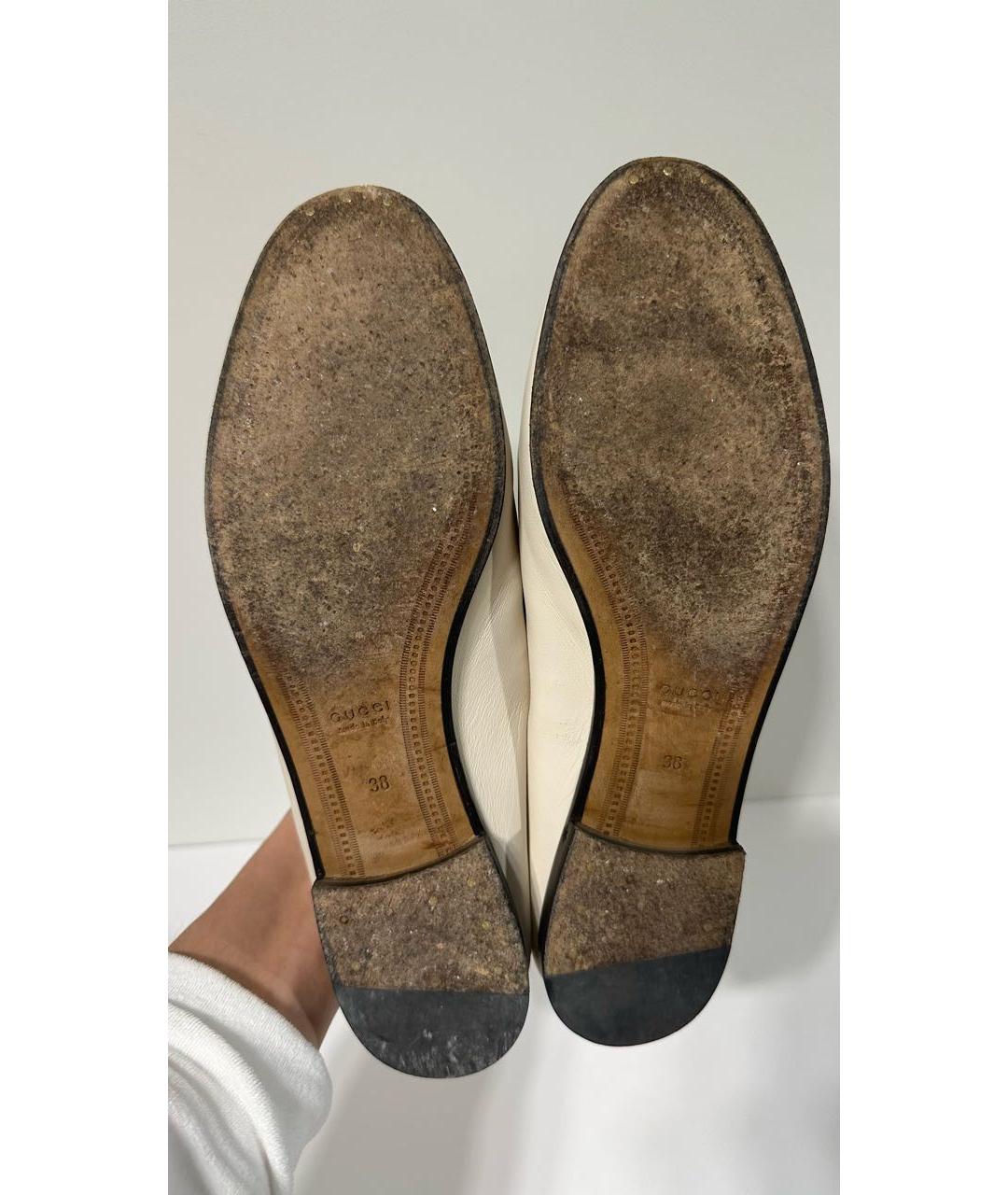 GUCCI Белые кожаные лоферы, фото 8