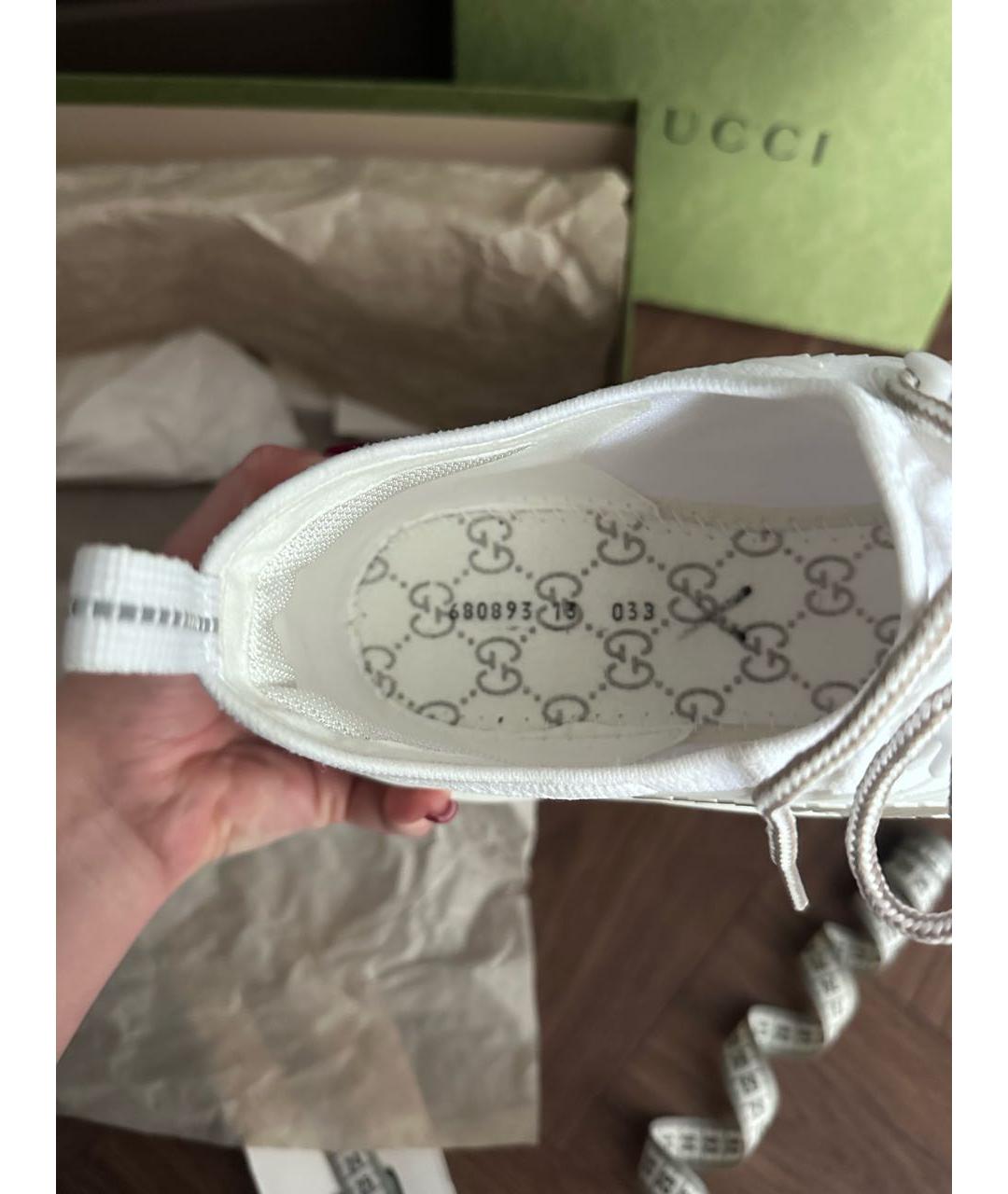 GUCCI Белые неопреновые низкие кроссовки / кеды, фото 5