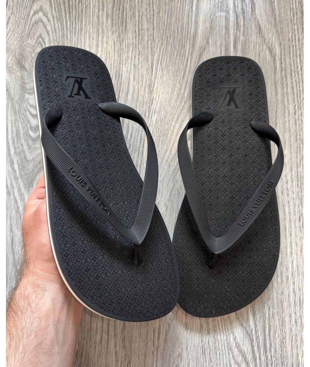 LOUIS VUITTON Черные шлепанцы, фото 2
