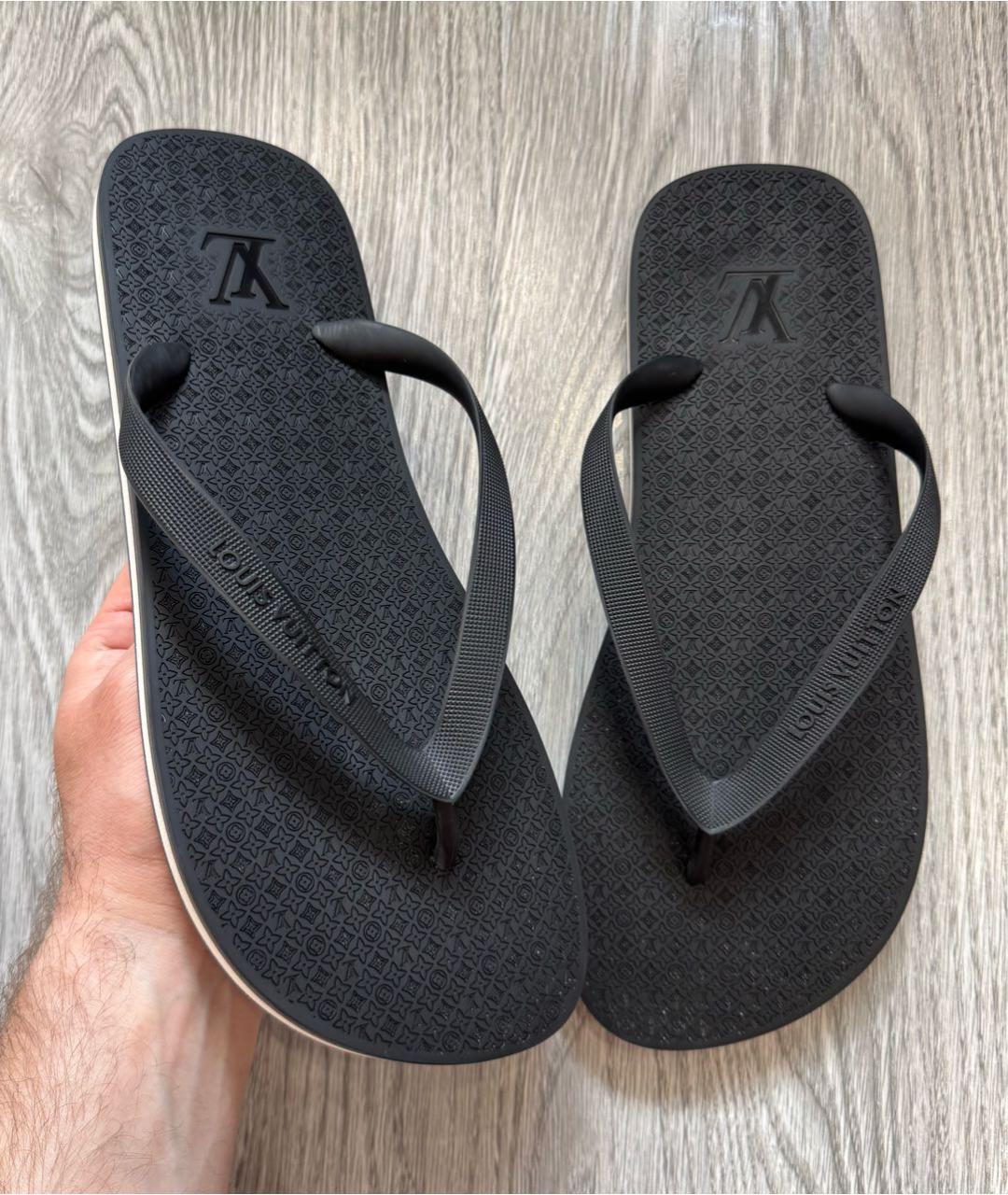LOUIS VUITTON Черные шлепанцы, фото 9