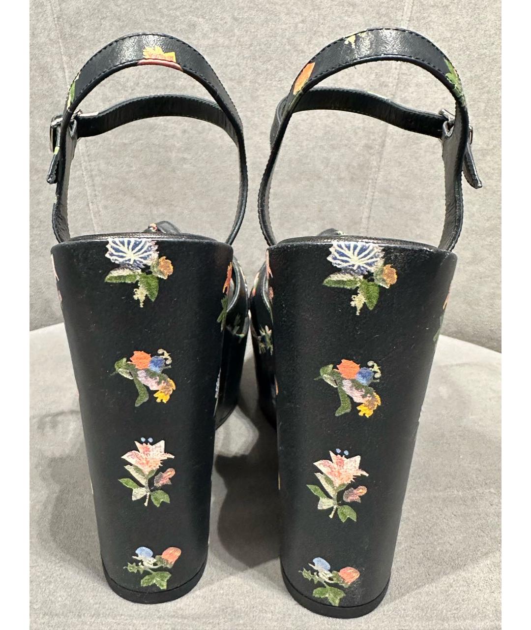 SAINT LAURENT Черные кожаные босоножки, фото 4