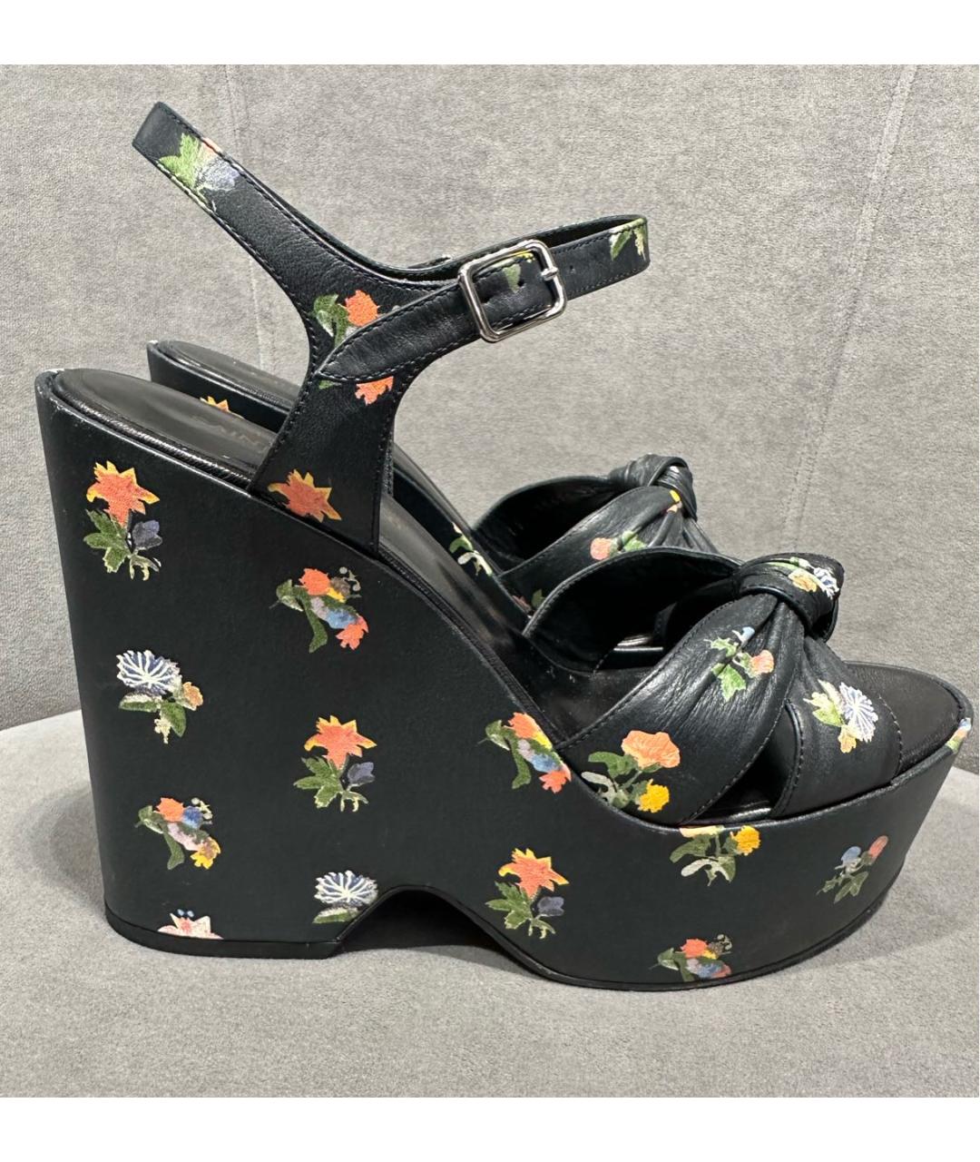 SAINT LAURENT Черные кожаные босоножки, фото 6