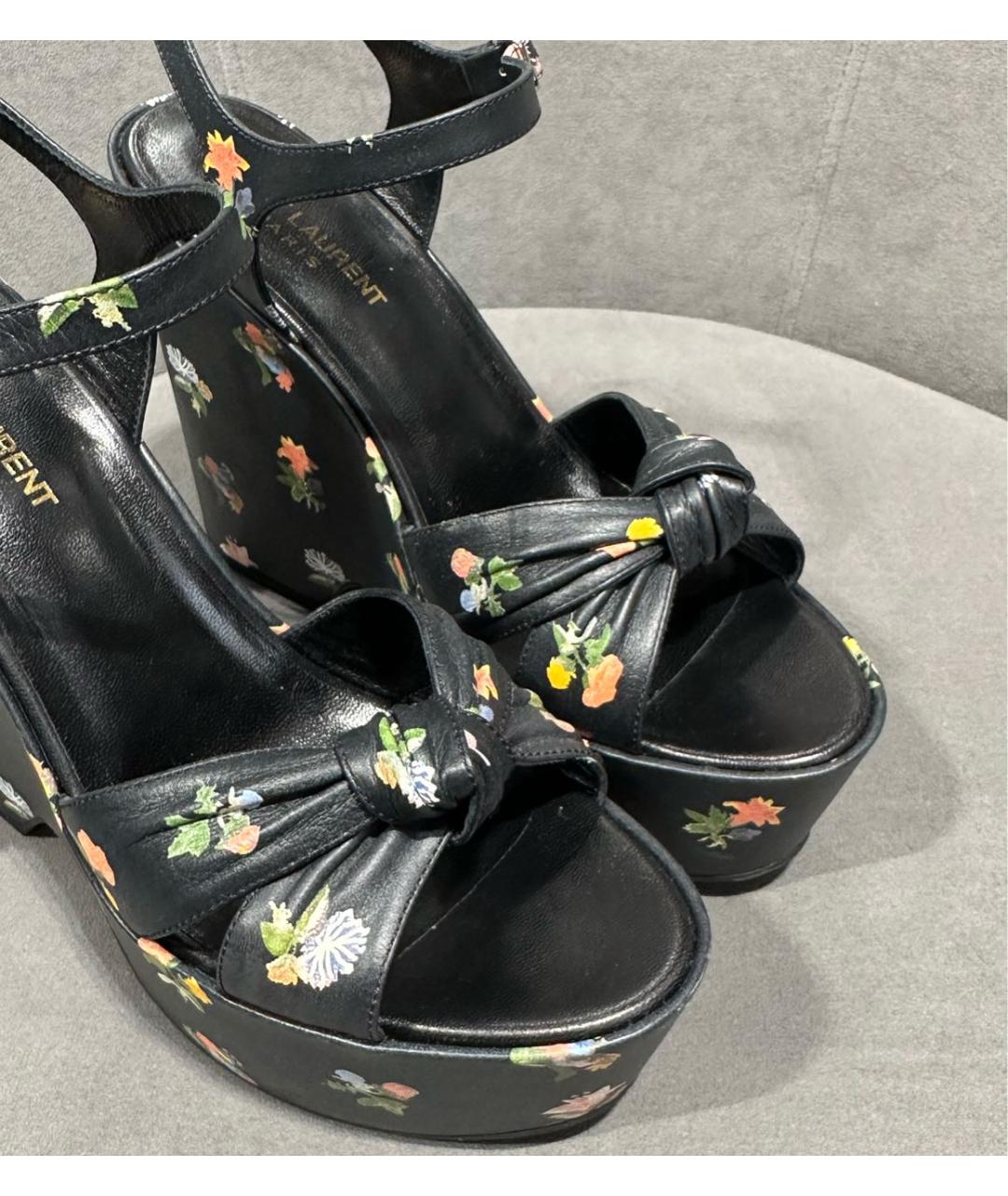 SAINT LAURENT Черные кожаные босоножки, фото 5