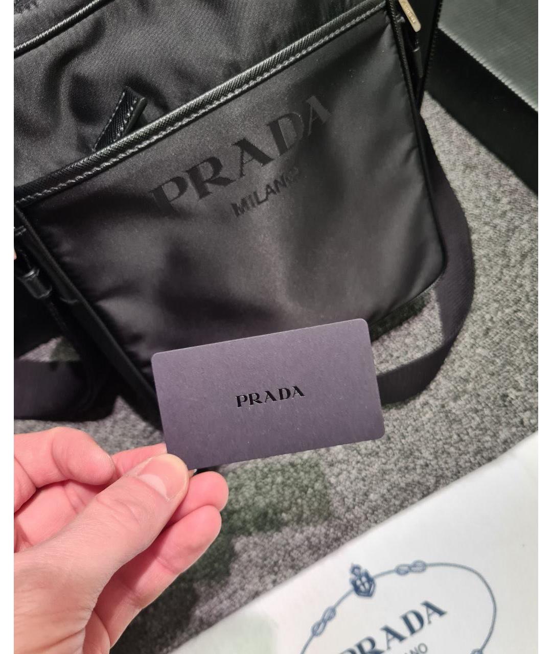 PRADA Черная тканевая сумка на плечо, фото 5