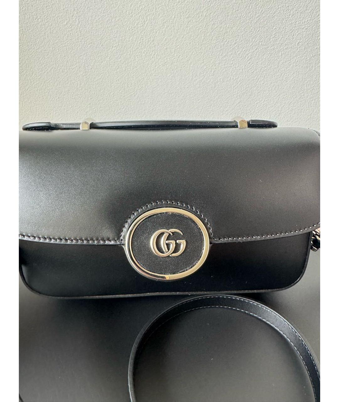 GUCCI Черная кожаная сумка через плечо, фото 5