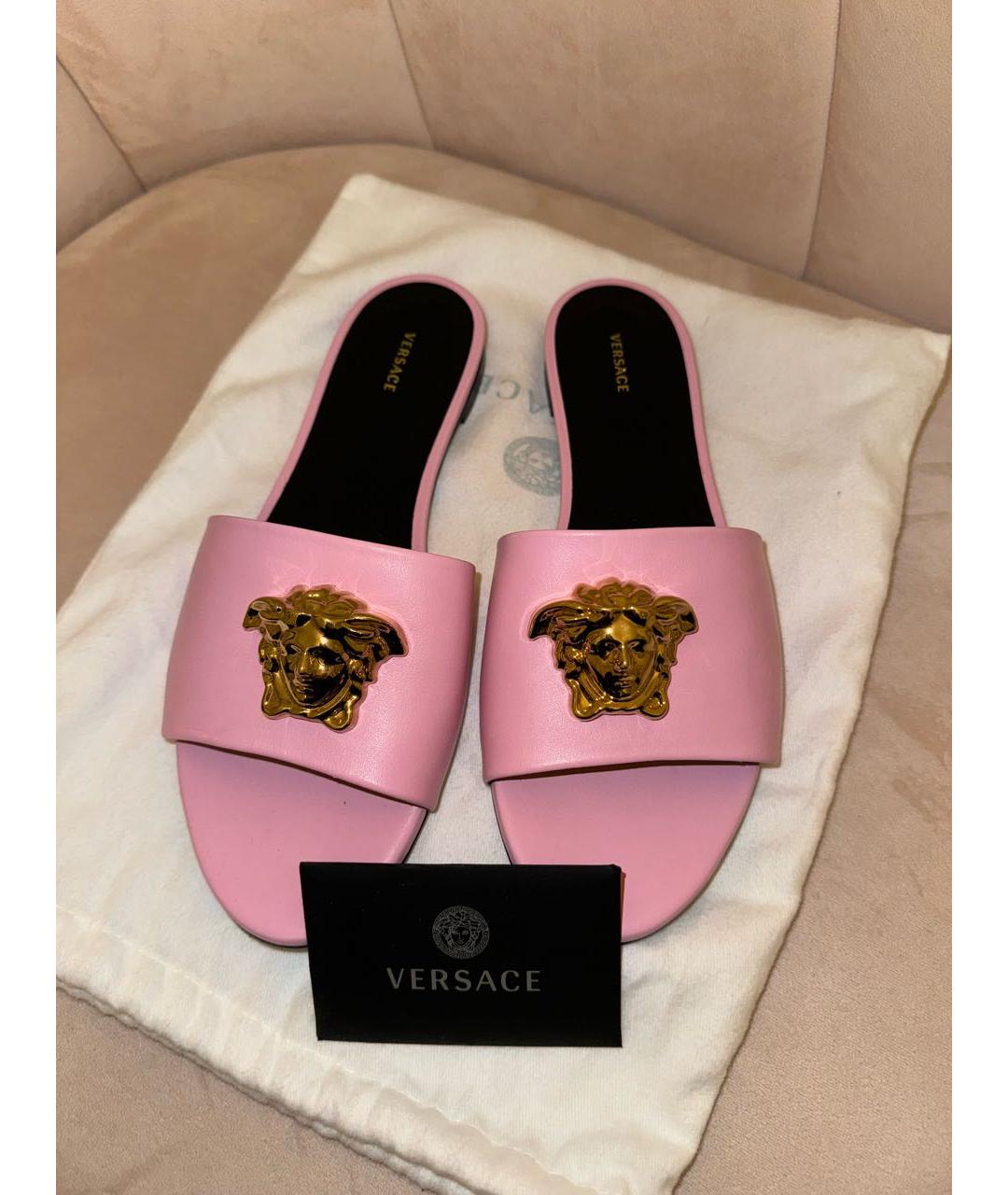 VERSACE Розовые кожаные босоножки, фото 5