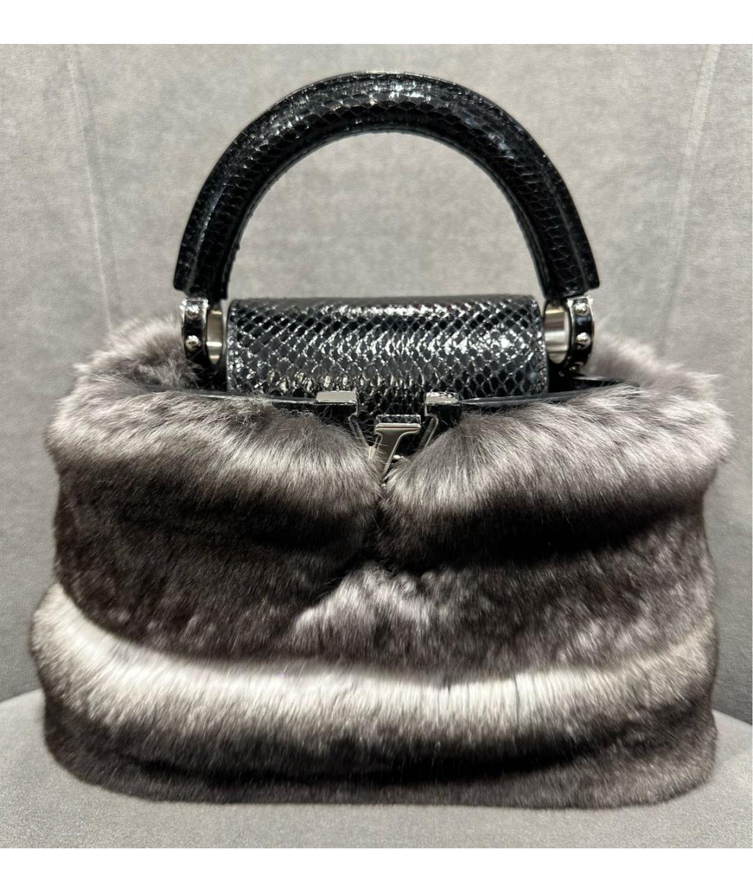 LOUIS VUITTON Черная сумка с короткими ручками из экзотической кожи, фото 6