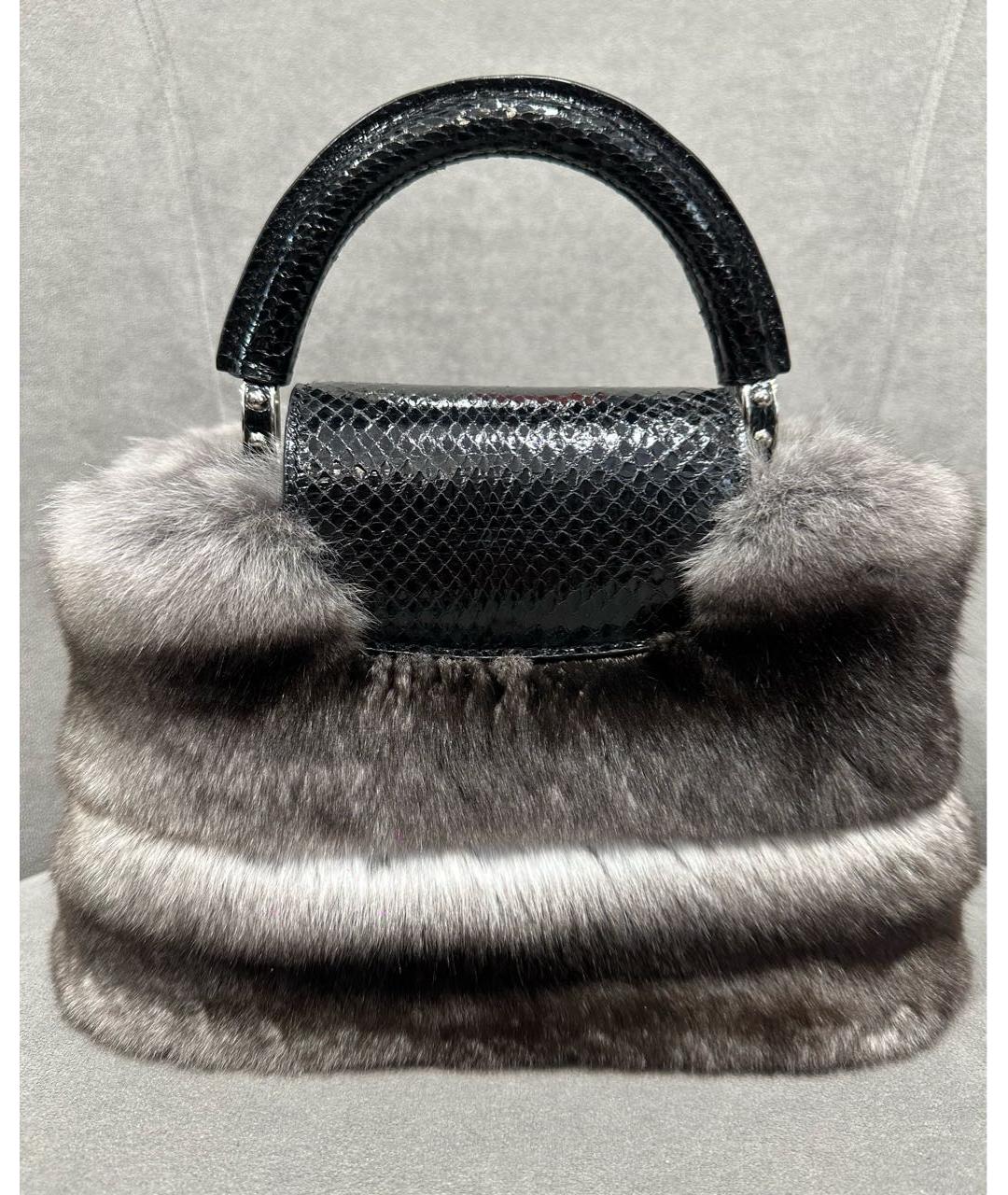 LOUIS VUITTON Черная сумка с короткими ручками из экзотической кожи, фото 3