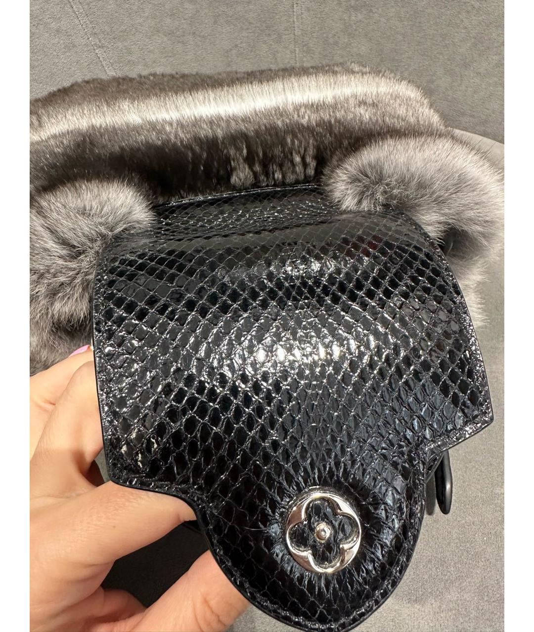 LOUIS VUITTON Черная сумка с короткими ручками из экзотической кожи, фото 5
