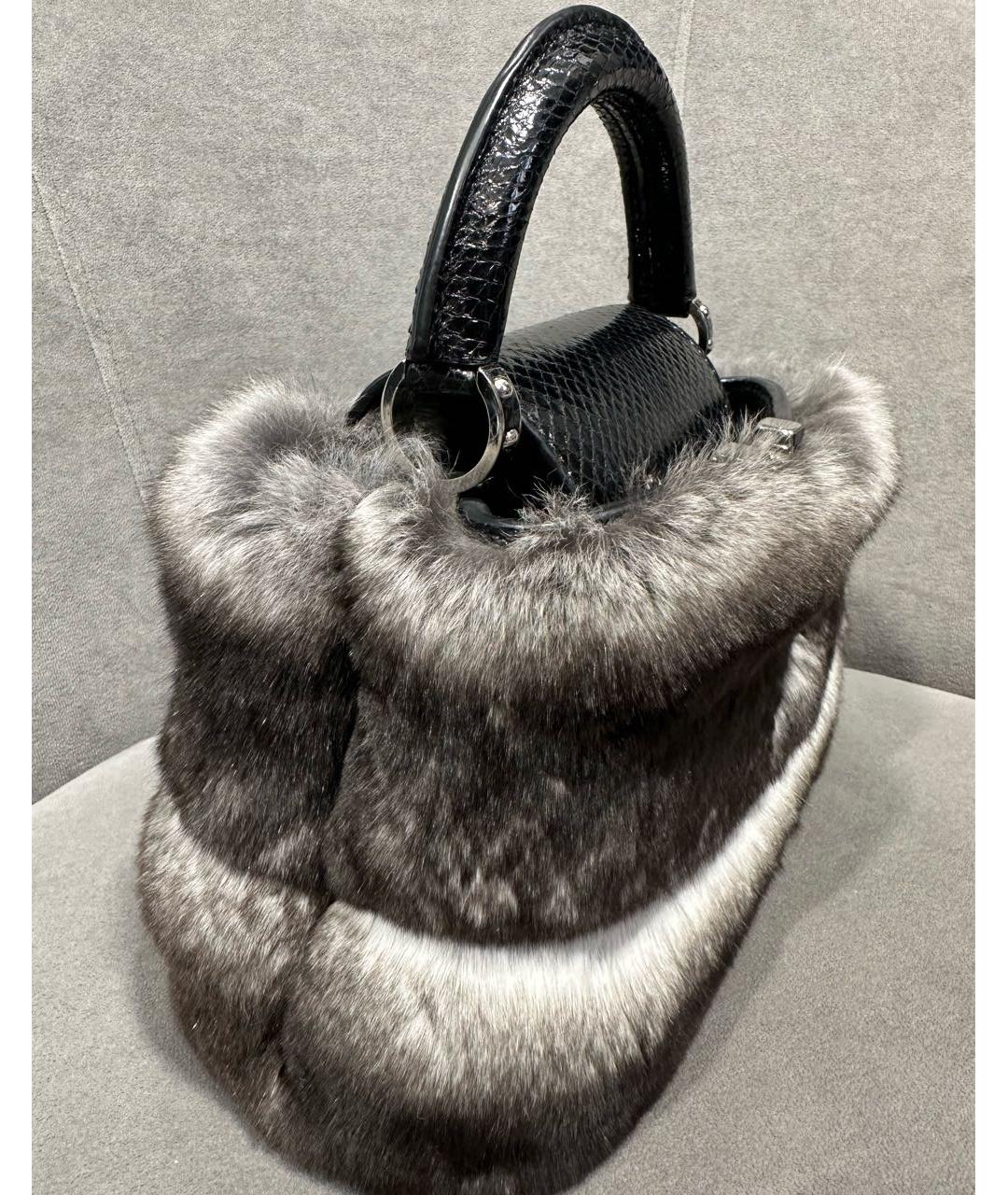 LOUIS VUITTON Черная сумка с короткими ручками из экзотической кожи, фото 2