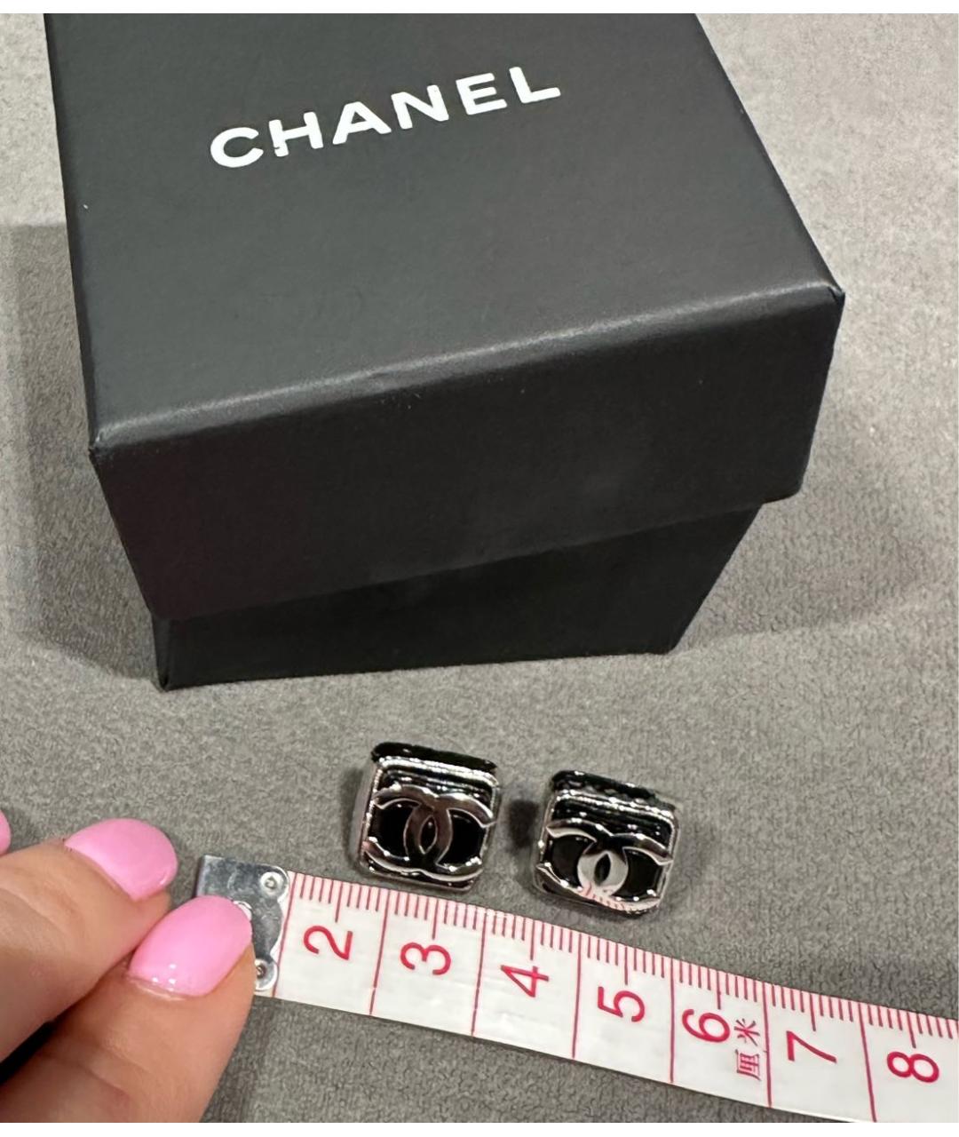 CHANEL Черные металлические серьги, фото 5
