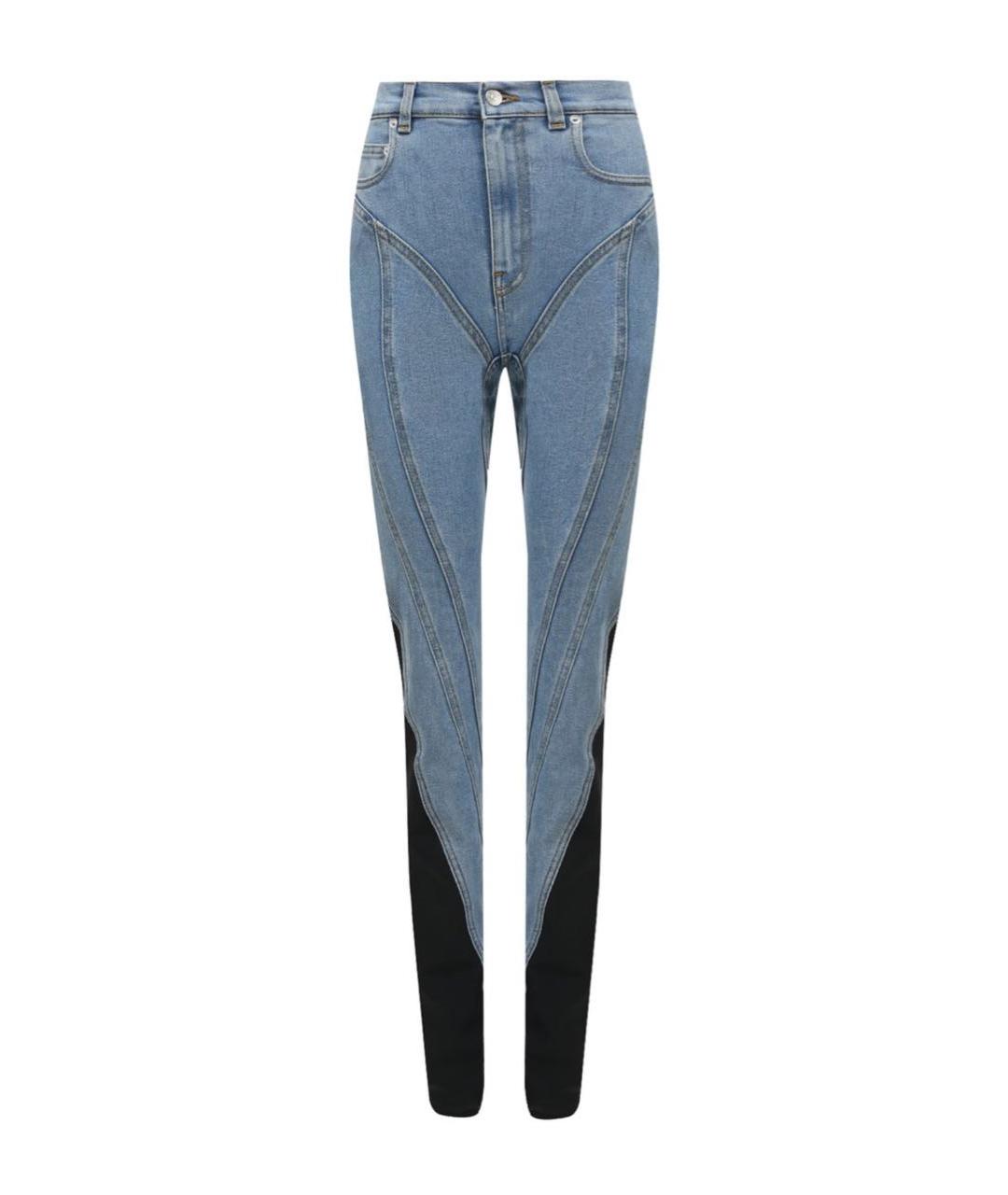 MUGLER Голубые хлопковые брюки узкие, фото 5