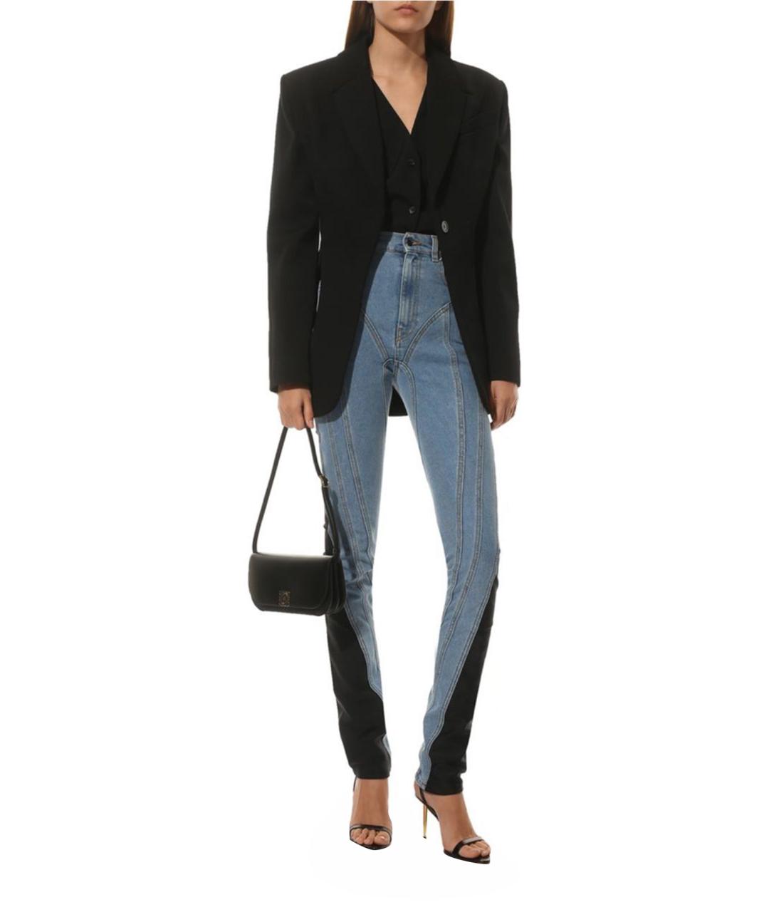 MUGLER Голубые хлопковые брюки узкие, фото 6