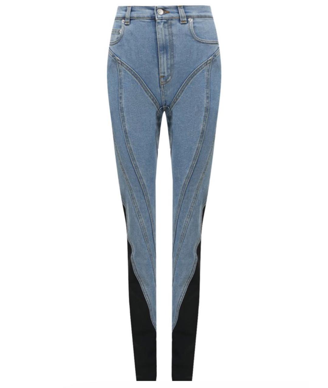 MUGLER Голубые хлопковые брюки узкие, фото 1