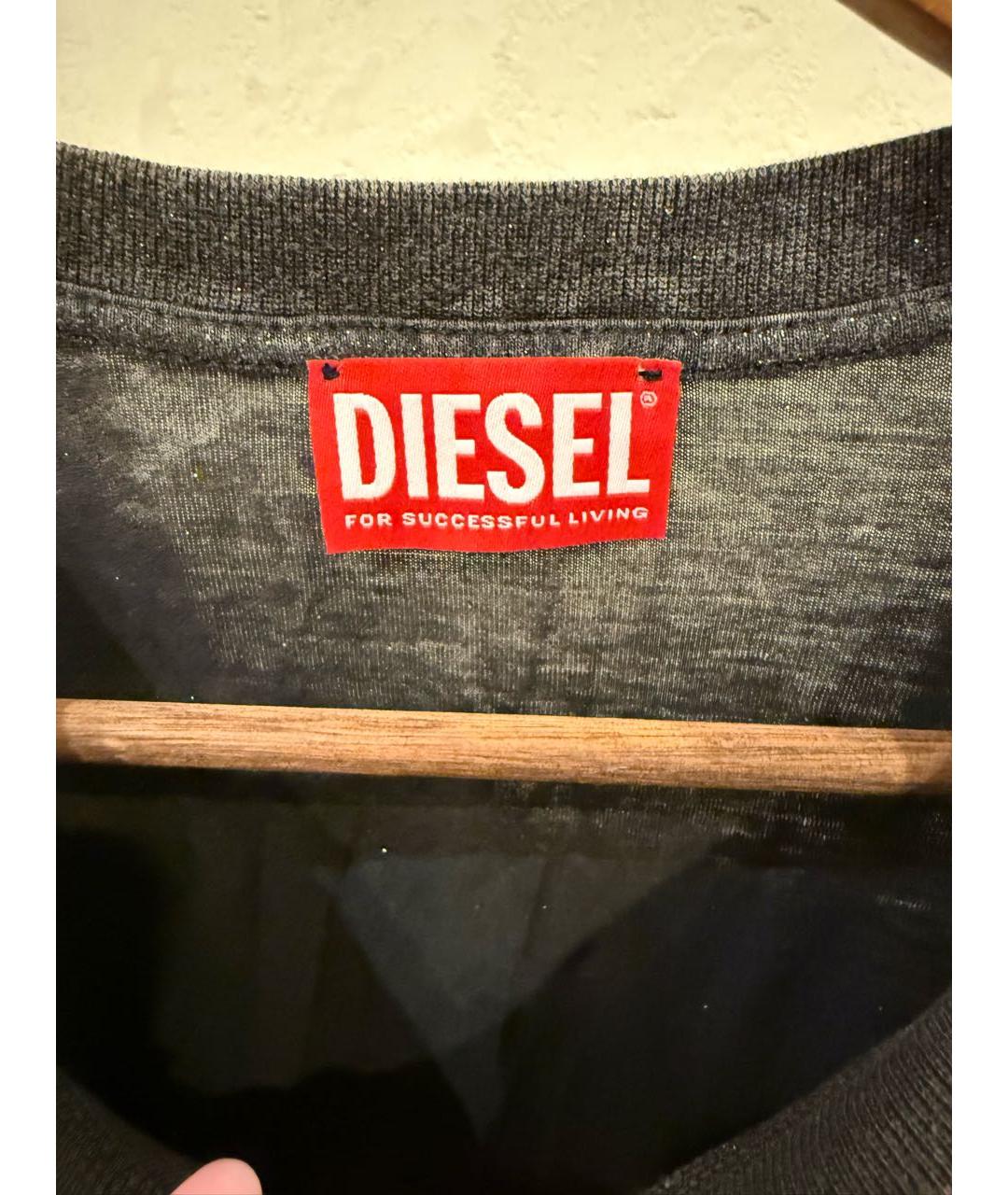 DIESEL Черная хлопковая футболка, фото 3