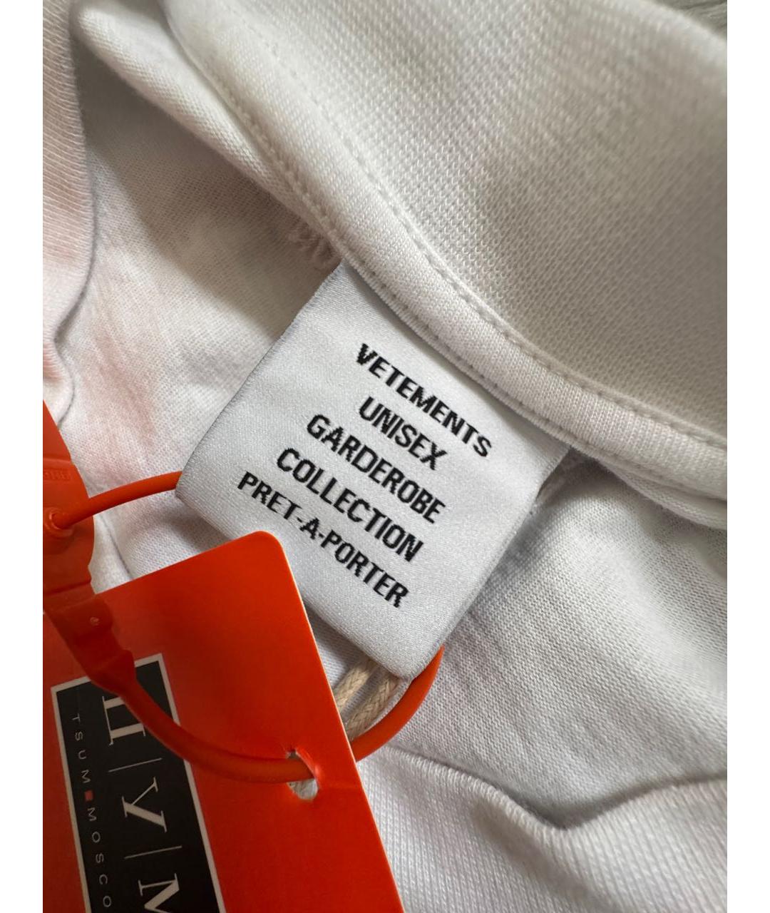 VETEMENTS Белая хлопковая футболка, фото 3